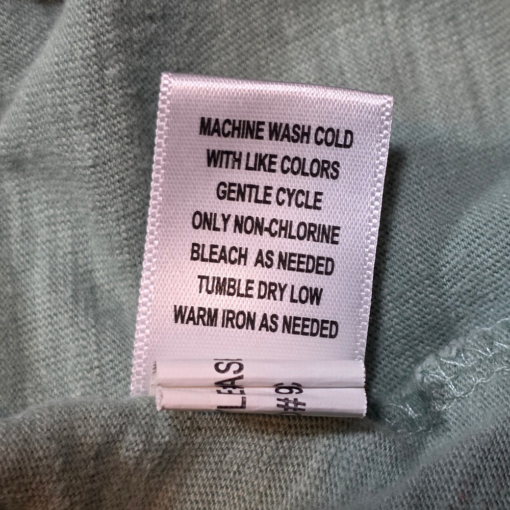 Oak & Trellis Womens M Sage Green Slub Knit Ruched Puff 3/4 Sleeve Crew Neck Top - Picture 8 of 12